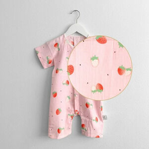 NWT Cute Baby Romper Shorts Sleep N' Play One-Piece Bodysuit Strawberries 18-24M
